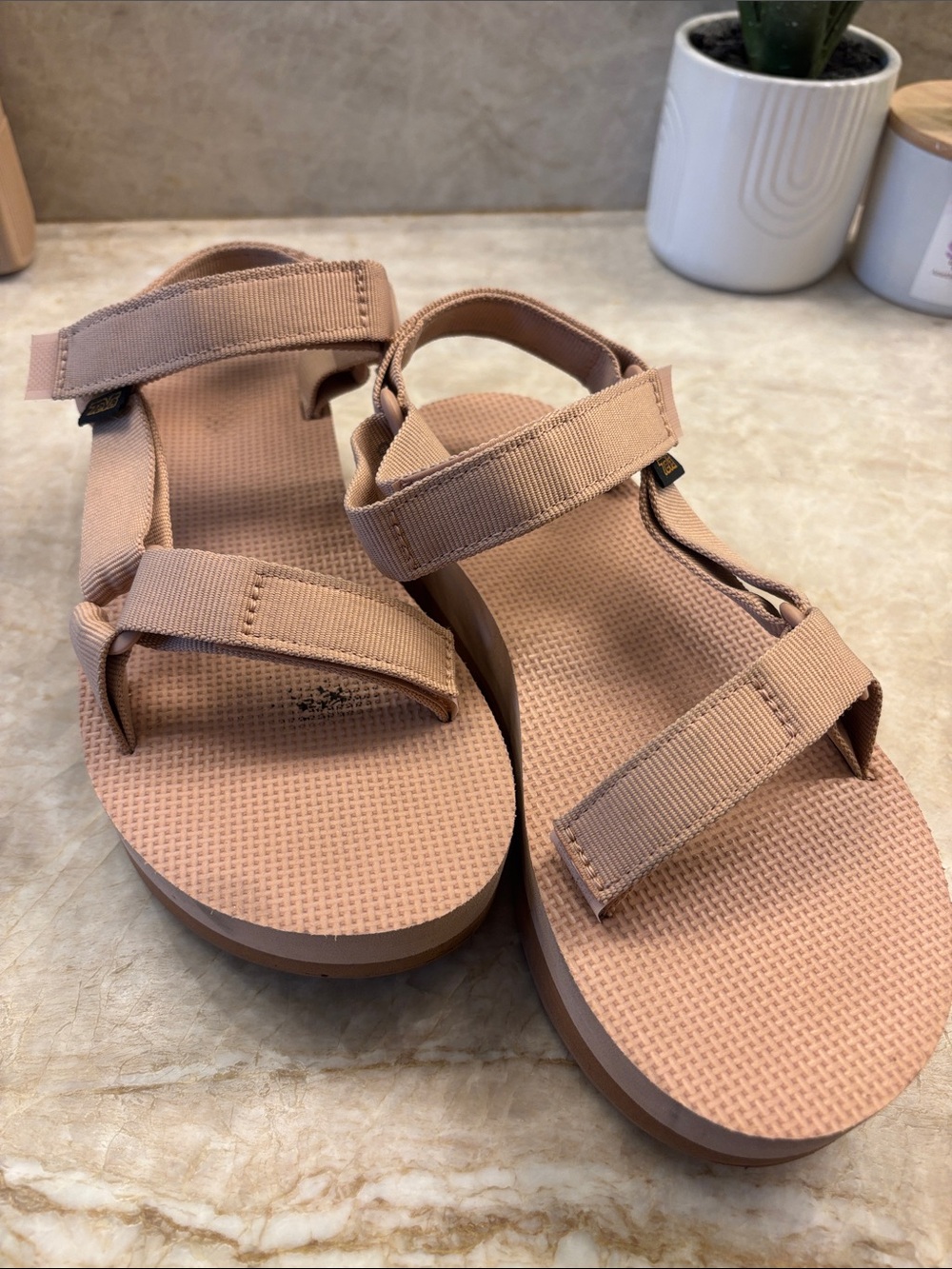 Teva platform tan sandals size 8